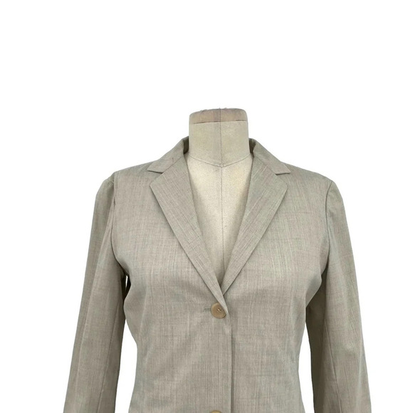 Jil Sander Cream Greige Wool Blend Two-Button Suiting Blazer‎ Size 34 / US 2 - Picture 2 of 9